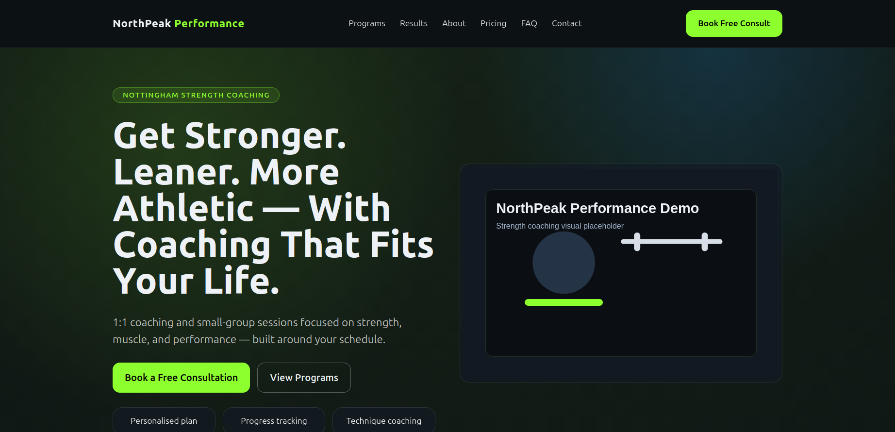 Screenshot of Gym / Personal Trainer